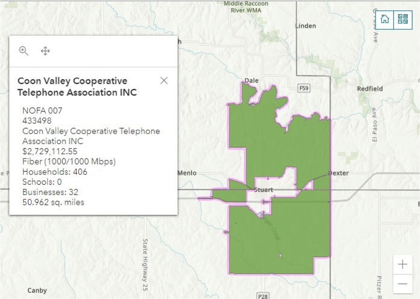 NOFA 7 Expansion to Rural Stuart Area - Coon Valley Telco